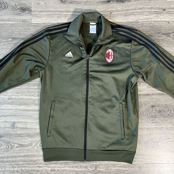 Adidas AC Milan 2016/2017 Rossoneri Track Top Jacket Olive Green Size L - Picture 1 of 12